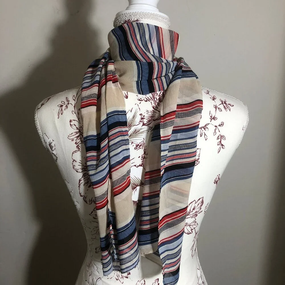 Timeless Neutral Stripe Scarf Wrap — Classic Everyday Luxury